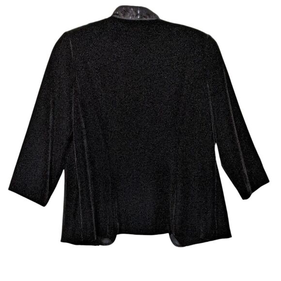Alex Evenings 3/4 Sleeve Scoop Neck Stretch Velvet jacket Sequin detail collar S - Picture 2 of 8